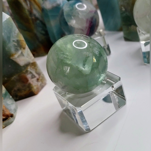 Rainbow Fluorite Sphere on Stand - Picture 2 of 5